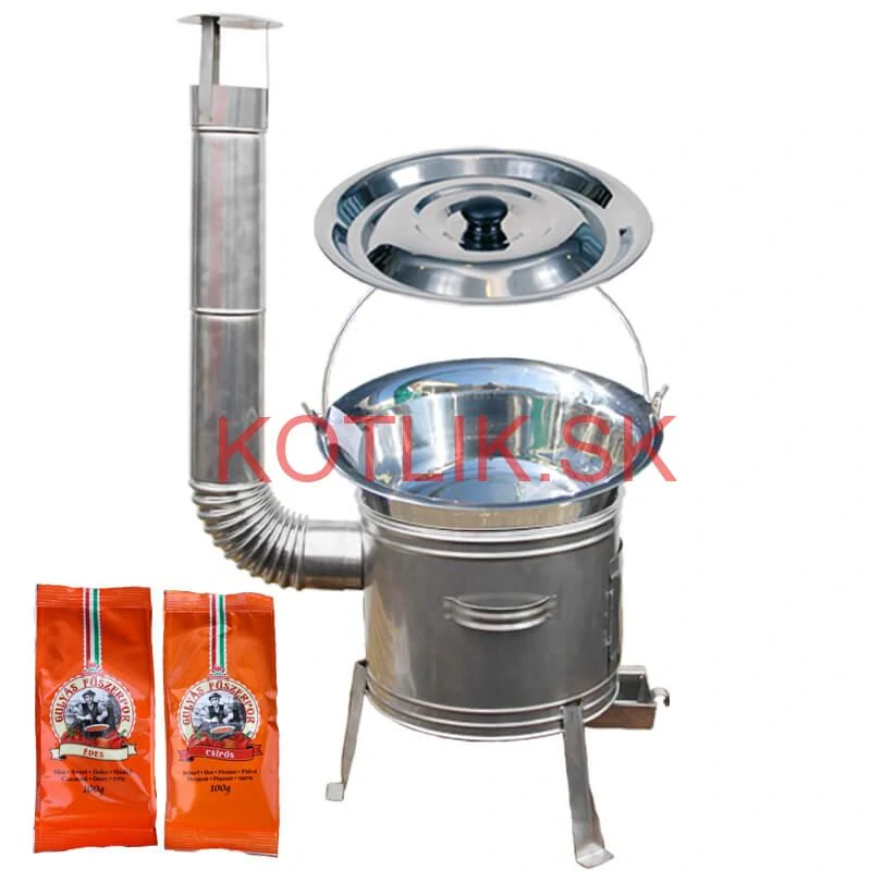 Nerezový kotlík 22 L (0,8 mm) INOX + Nerezová kotlina 42 INOX + paprikové korenie na guláš - MIX 100 g