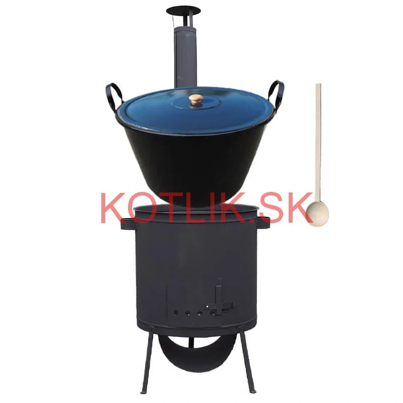 Smaltovaný kotol 70 L na zabíjačku + žiaruvzdorná kotlina 53 PLUS 600 4 MM + vareška