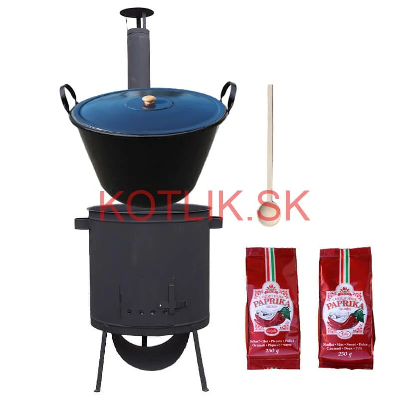 Smaltovaný kotol 60 L na zabíjačku + žiaruvzdorná kotlina 53 PLUS 600 4 MM + sladká a štipľavá paprika + vareška