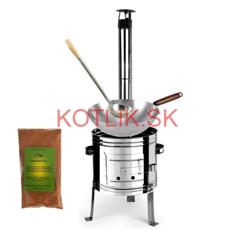 Nerezový kotlík 10 L (0,8 mm) + nerezová kotlina 31 INOX + Wok + korenie 50 g