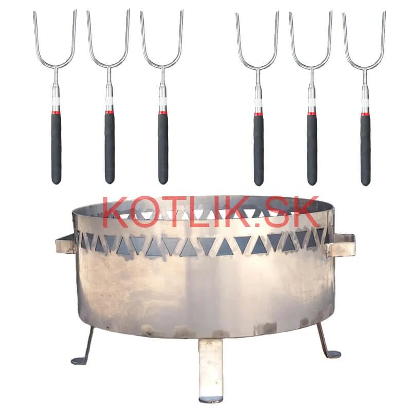 Prenosné ohnisko nerezove (1,5 mm) FIFO + Vidličky na opekanie teleskopické 6 ks