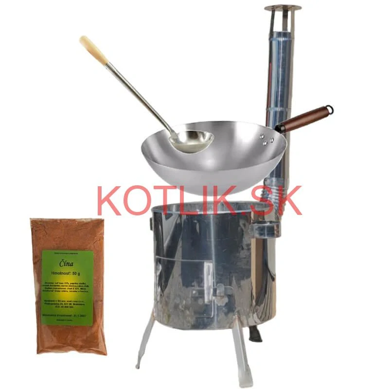 Nerezový kotlík 10 L (0,8 mm) + nerezová kotlina 31 INOX LUSTRO + Wok + korenie 50 g