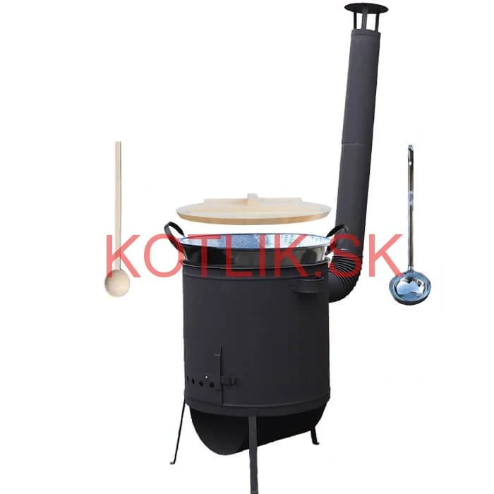 Smaltovaný kotol 100 L + žiaruvzdorná kotlina 42 PLUS 600 4 MM + varecha a naberačka BIG PARTY