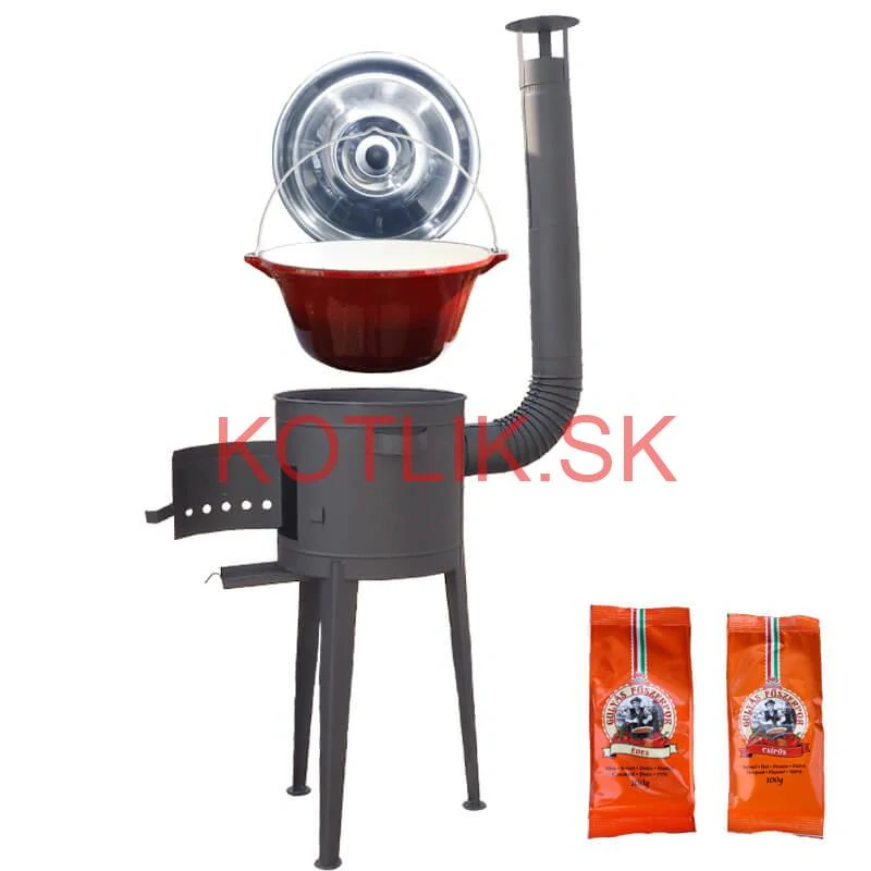 Liatinový kotlík so smaltovanou úpravou 22 L + vysoká kotlina 42 PLUS 600 + paprikové korenie na guláš - MIX 100 g