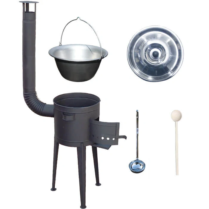 Nerezový kotlík 30 L (1,5 mm) + vysoká žiaruvzdorná kotlina (2,0 mm) HODO 47 cm PLUS 600 + vareška + naberačka