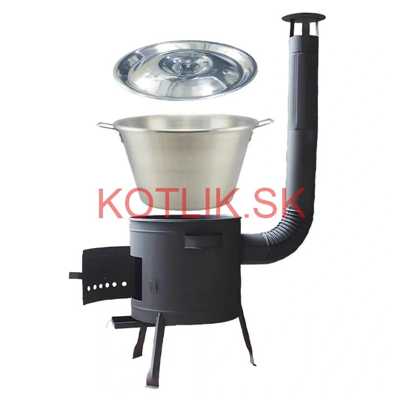 Guláš pre 30–40 ľudí – nerezový kotlíkový set 40 L so žiaruvzdornou kotlinou