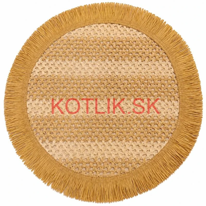 Okrúhla prírodná podložka pod tanier so strapcami 37 cm