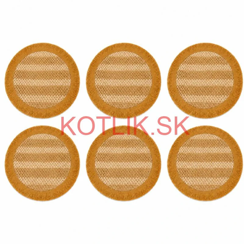 Okrúhle prírodné podložky pod tanier so strapcami 37 cm, 6 ks
