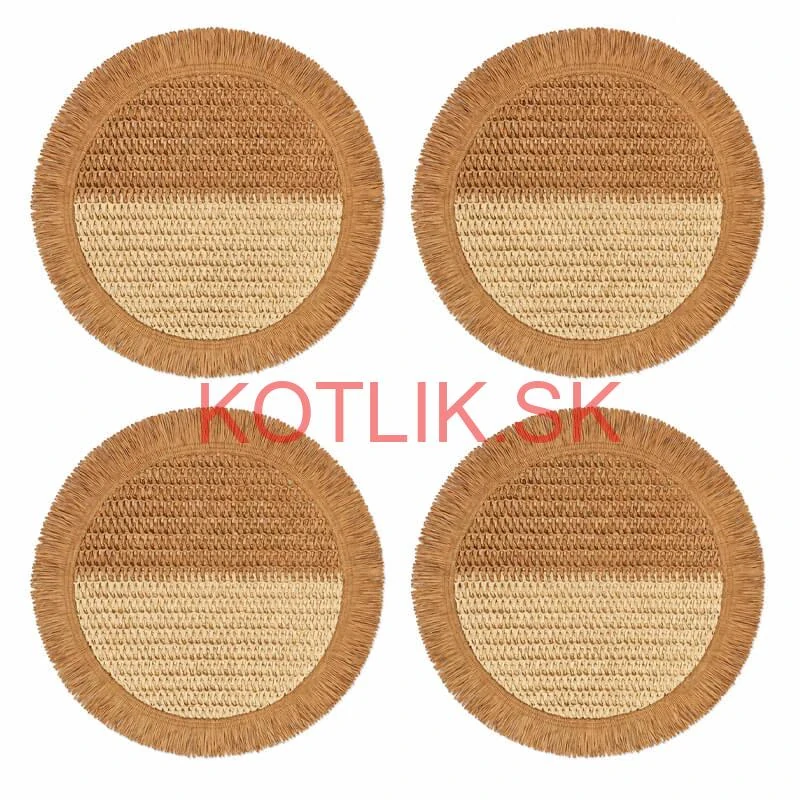 Prírodné podložky pod tanier so strapcami 37 cm, 4 ks