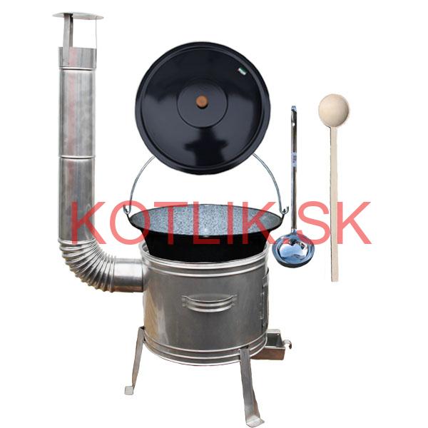Smaltovaný kotlík 30 L (1,2 mm) + nerezová kotlina 45 cm + vareška a naberačka TOPLUX