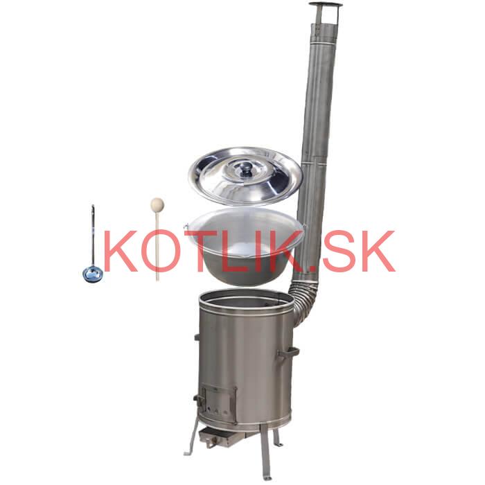 Nerezový kotlík 15 L (1,5 mm) + nerezová kotlina 36 cm + vareška a naberačka LUX