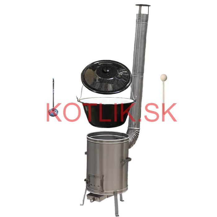 Smaltovaný kotlík 20 L (1,2 mm) + nerezová kotlina 42 cm + vareška a naberačka LUX