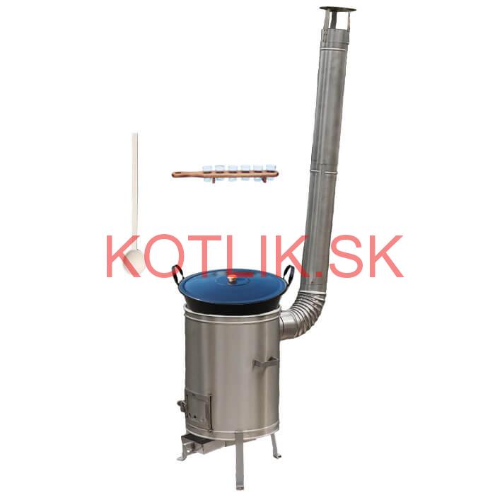 Zabíjačkový smaltovaný kotol 50 L + nerezová kotlina 53 cm + štamperlíky