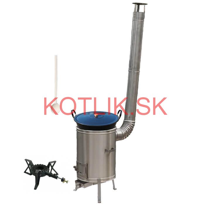 Zabíjačkový smaltovaný kotol 60 L + nerezová kotlina 53 cm + horák 7 kW
