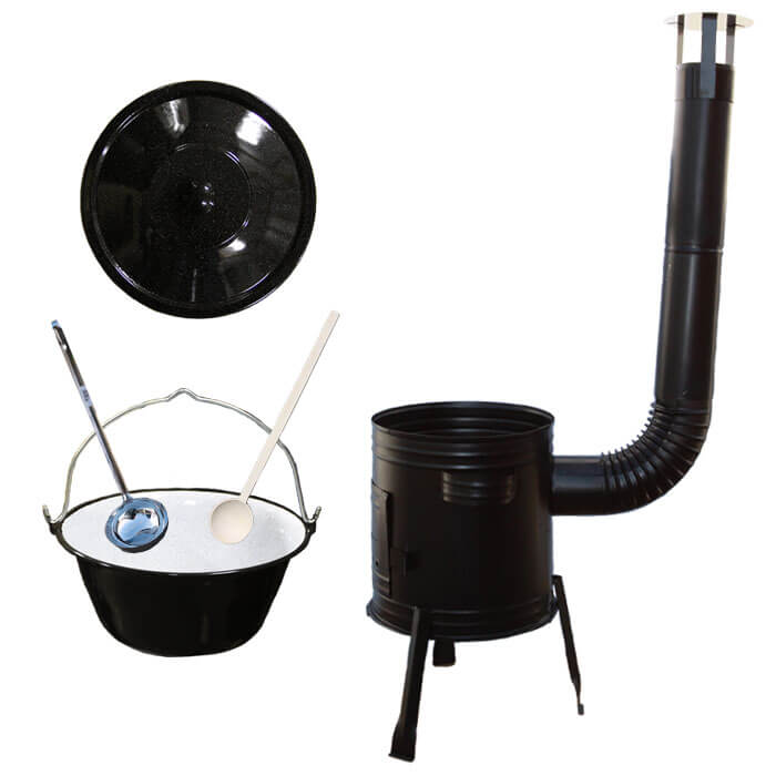 Smaltovaný kotlík 25 L (1,2 mm) + kovová kotlina 42 CLASSIC (KOV) + vareška a naberačka Easy party