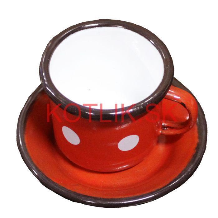 Smaltovaná šálka + podšálka