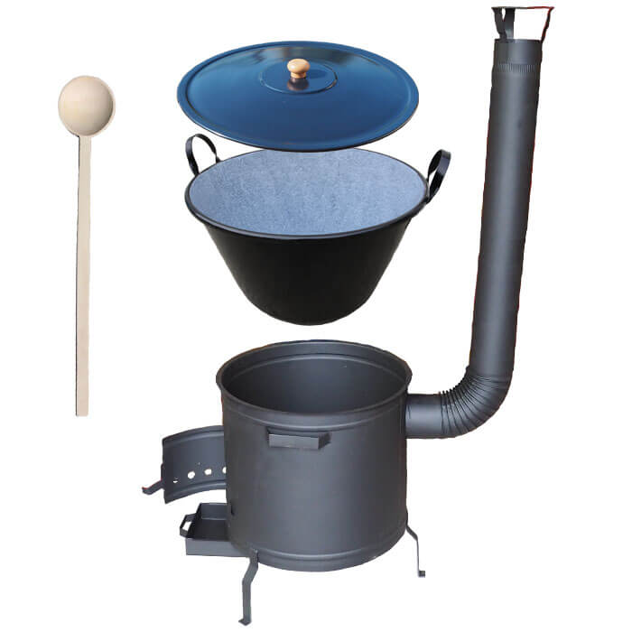 Smaltovaný kotol 70 L na zabíjačku s žiaruvzdornou kotlinou 53 cm PLUS 600 + vareška