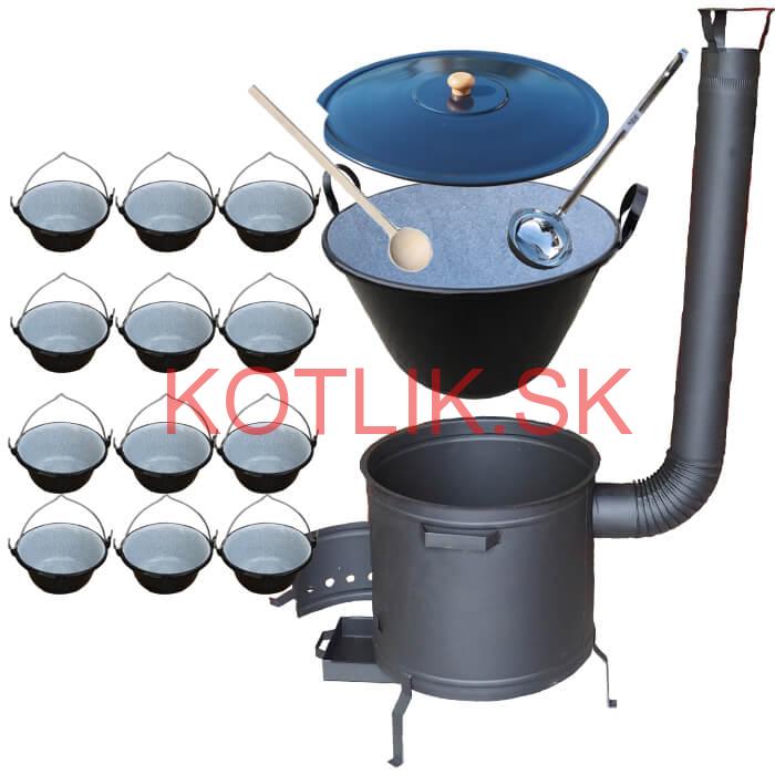 Smaltovaný kotol 60 L + servírovacie kotlíky (12 ks) PLUS 600