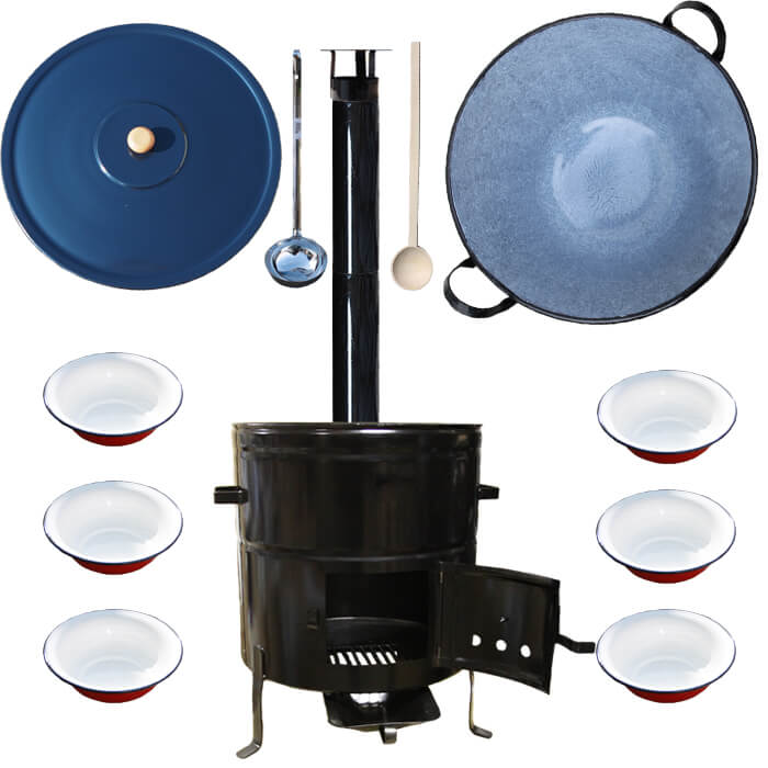Smaltovaný kotol 70 L + smaltované taniere 6 ks BIG PARTY