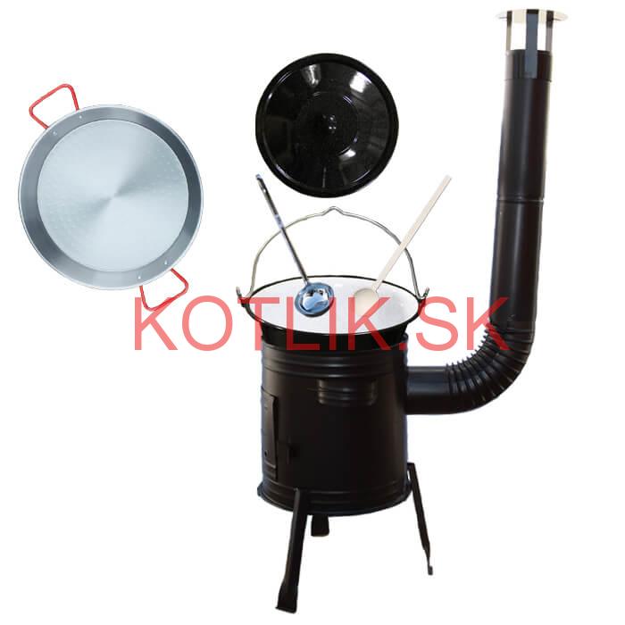 Paella oceľová panvica 42 cm so smaltovaným kotlíkom 16 L (1,2 mm) a kotlinou