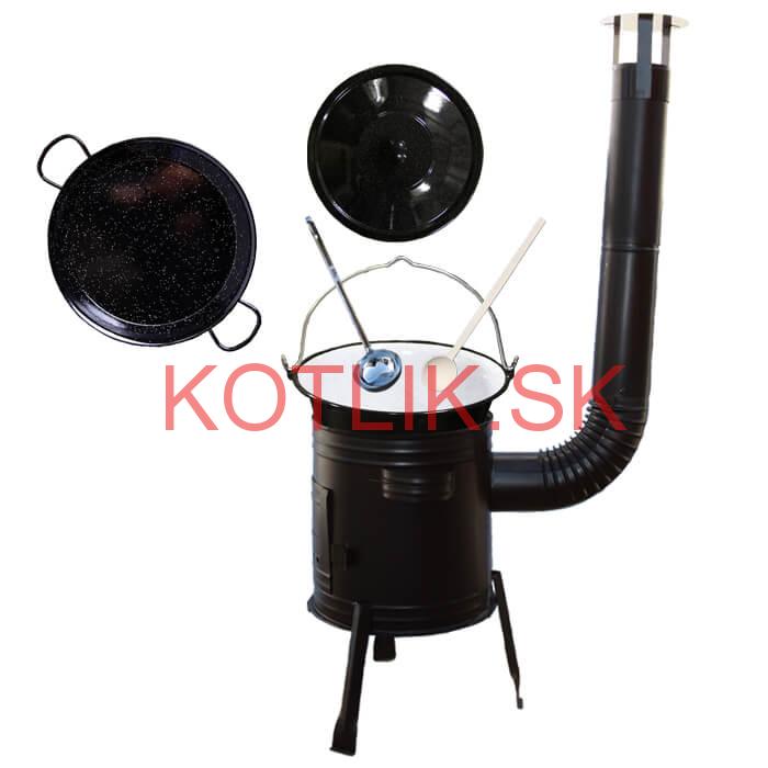 Paella smaltovaná panvica 38 cm so smaltovaným kotlíkom 13 L (1,2 mm) a kotlinou