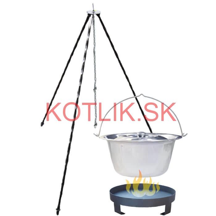 Antikorový kotlík 10 L (0,8 mm) + Ohnisko + stojan 1,2 m