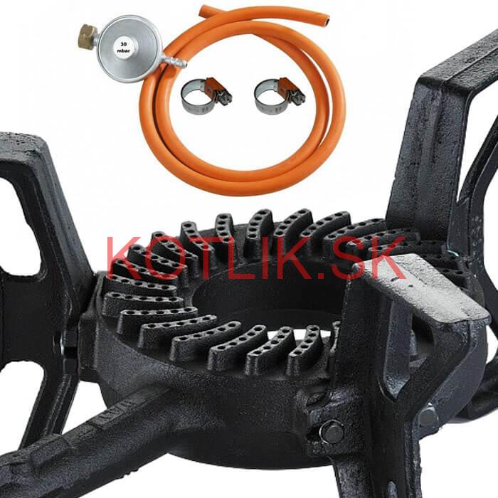 Liatinový plynový varič 8,8 kW 3P Ghisa + pripojovacie príslušenstvo