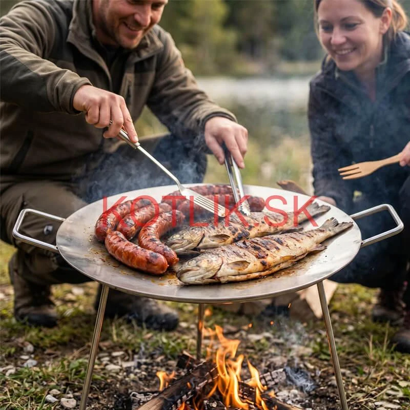 Nerezová grilovacia panvica s nožičkami 55 cm BBQ