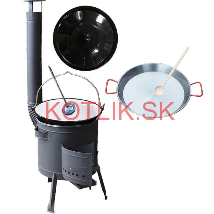 Smaltovaný kotlík 16 L + Paella oceľová panvica 42 cm + žiaruvzdorná nízka kotlina 39 PLUS 600