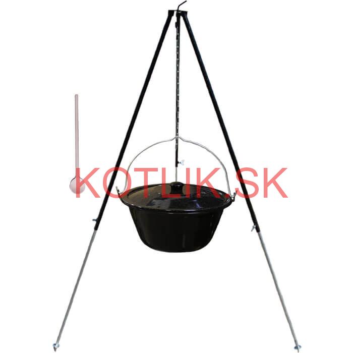 Smaltovaný kotlík 40 L + pokrievka + teleskopická trojnožka 1,7 m