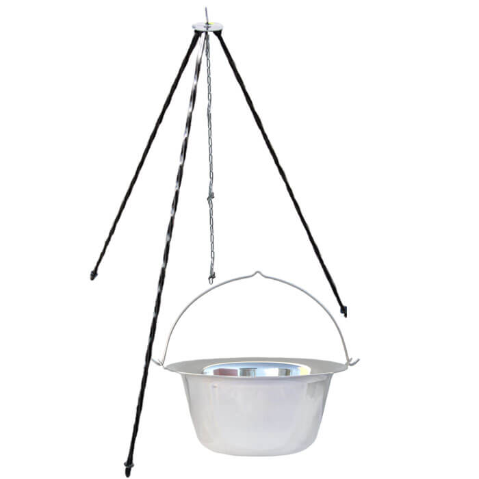 Nerezový kotlík (INOX 0,8 mm) 22 L + trojnožka 1,2 m