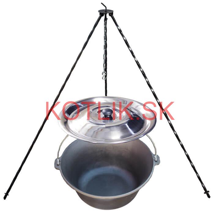 Liatinový kotlík 7,2 L + pokrievka + trojnožka 1,2 m