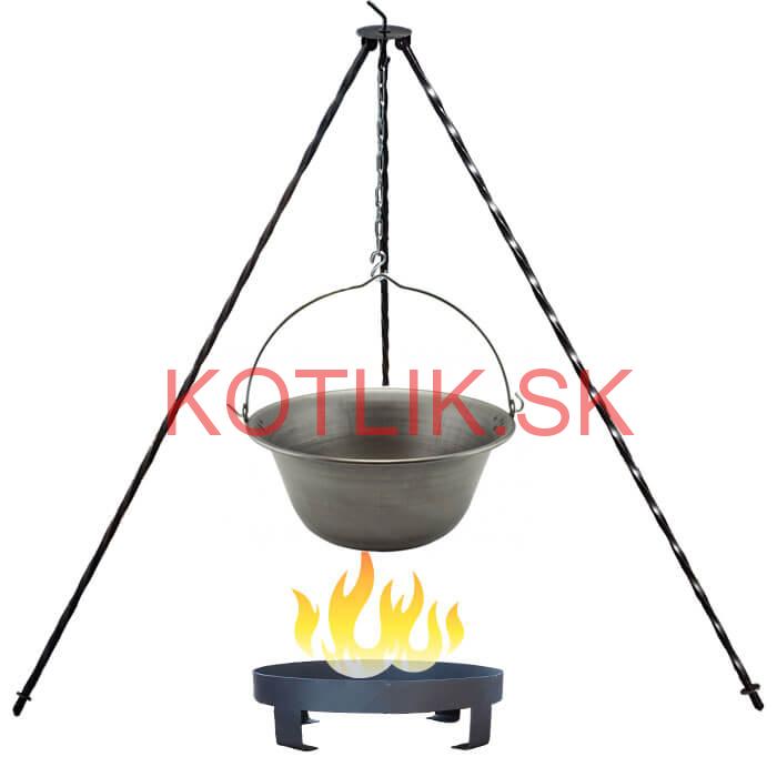 Železný kotlík 6 L (0,75 mm) + trojnožka 1 m + ohnisko 36 cm
