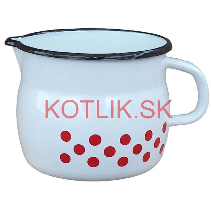 Smaltovaný hrnček s výlevkou 1,5 L baňatý - bodkovaný