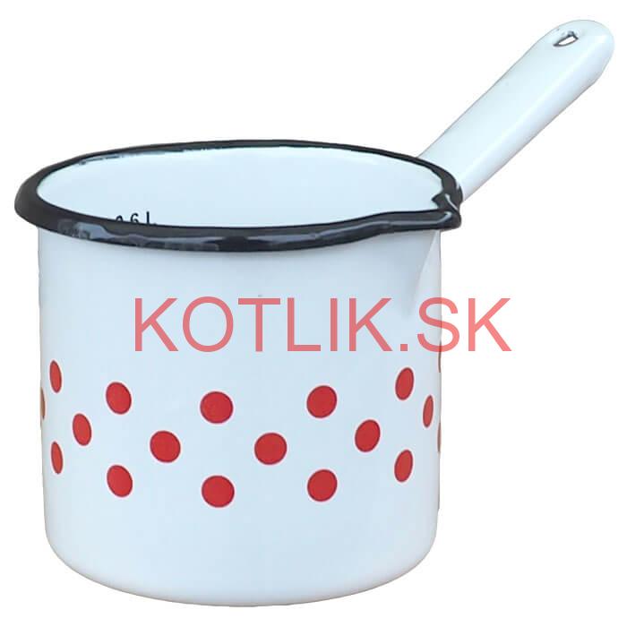 Smaltovaný hrnček s rúčkou 0,6 L - bodkovaný