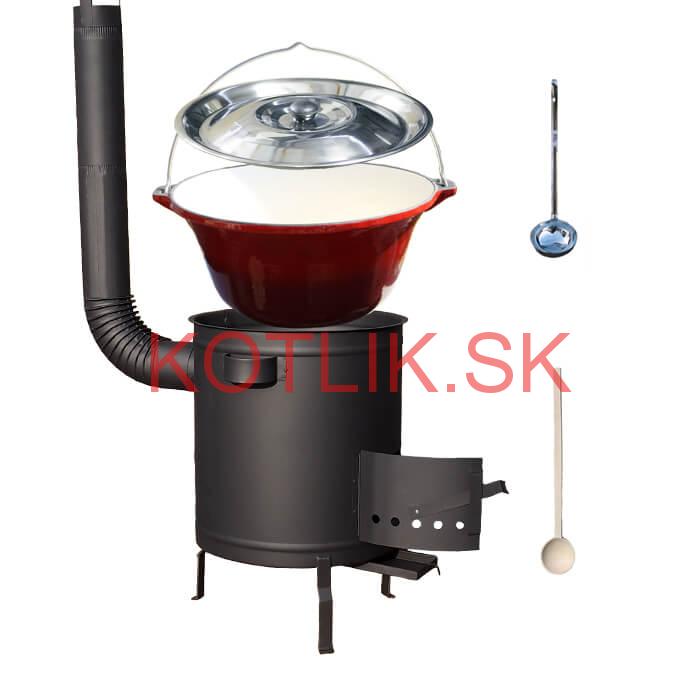 Liatinový kotlík 16 L + hrubostenná (1,5 mm) žiaruvzdorná kotlina 36 PLUS 600