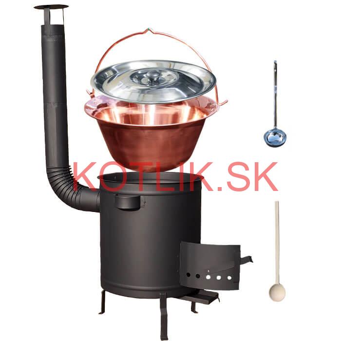 Medený kotlik 14 L (1,2 mm) + hrubostenná (1,5 mm) žiaruvzdorná kotlina 36 PLUS 600