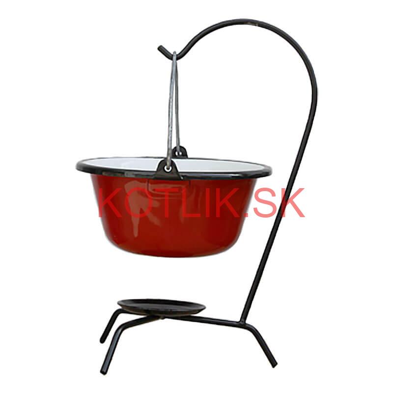 Servírovací kotlík na guláš smaltovaný červený 0,8 l + stojan