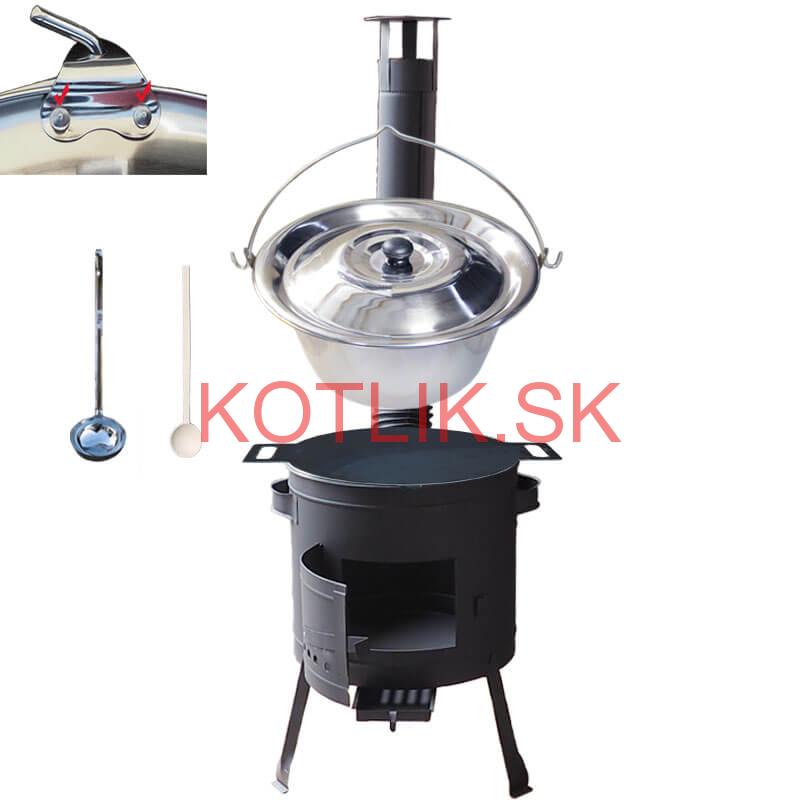 Nerezový kotlík 15 L (0,8 mm) s nitmi + železná panvica 38 cm UNI + kotlina 36 cm PLUS 600