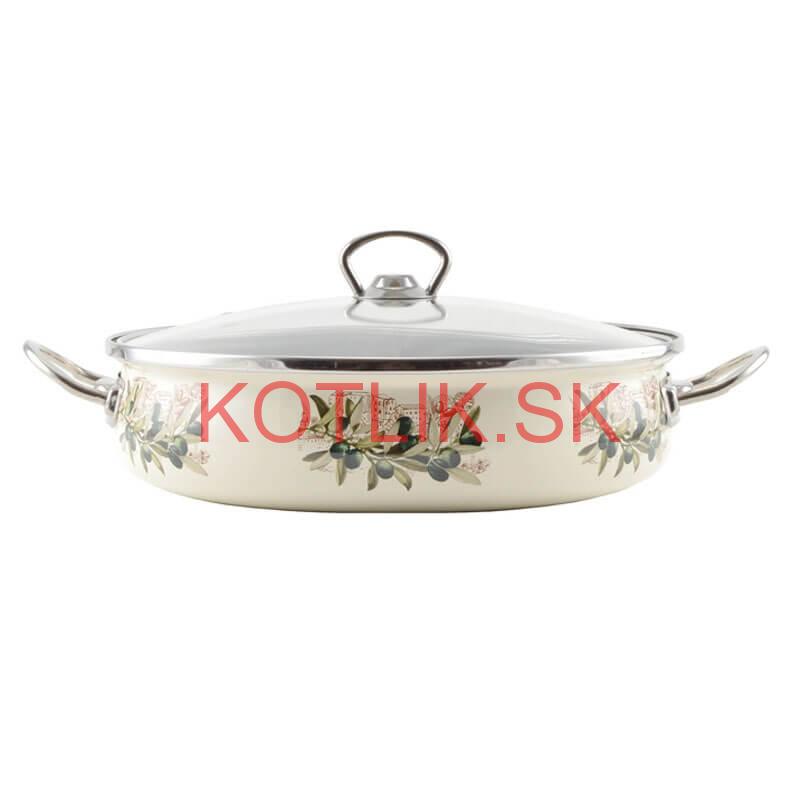 Smaltovaná rajnica s pokrievkou 30 cm OLIVA
