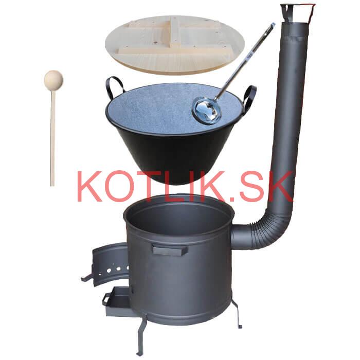 Smaltovaný kotol 100 L + žiaruvzdorná kotlina 60 cm PLUS 600 + vareška a naberačka BIG PARTY