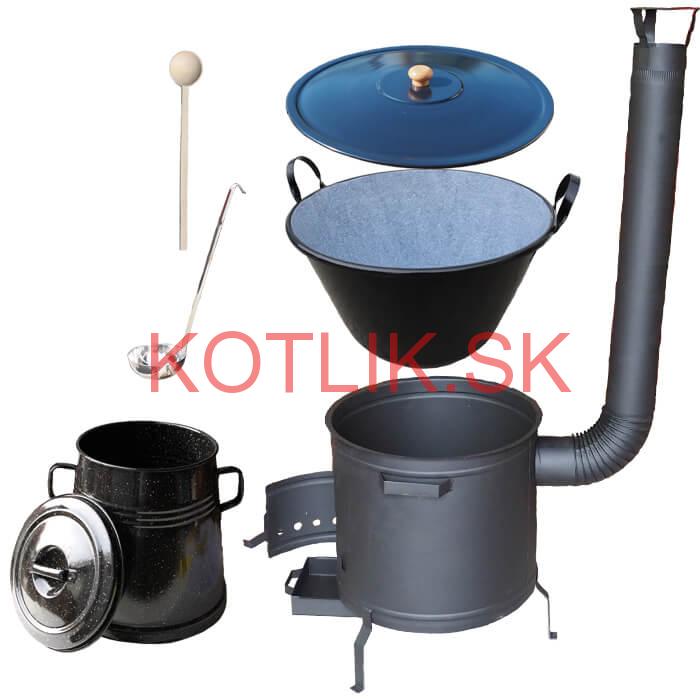 Smaltovaný kotol 60 L + žiaruvzdorná kotlina 53 cm PLUS 600 + Nádoba na masť 10 L