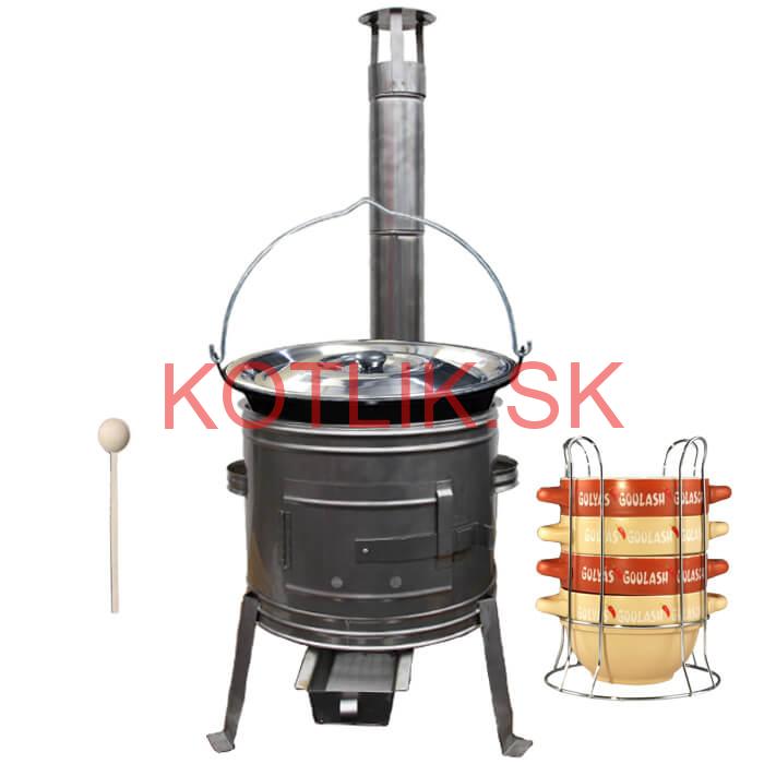 Smaltovaný kotlík 22 L (1,2 mm) + misky na guláš 4 ks + nerezová kotlina 42 cm TOPLUX