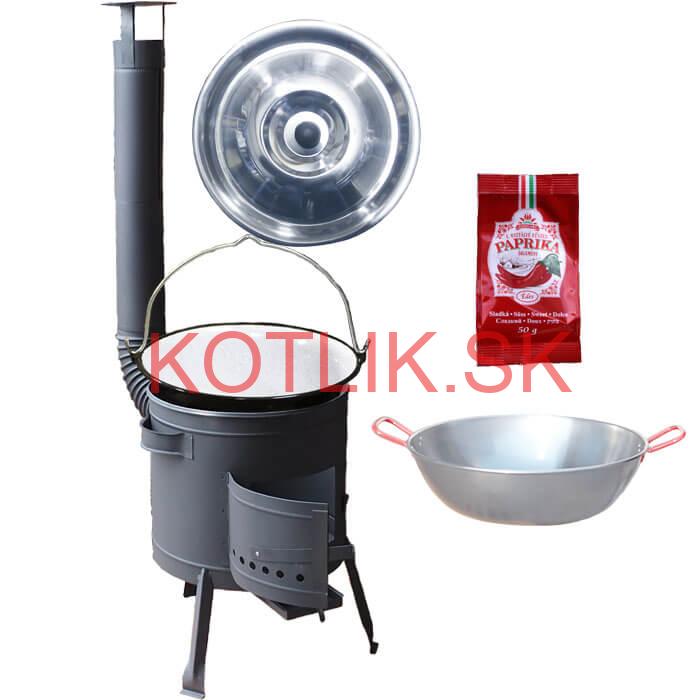 Smaltovaný kotlík 22 L + Panvica PAELLA (WOK) 45 cm + sladká paprika 50 g + nízka kotlina 42 PLUS 600