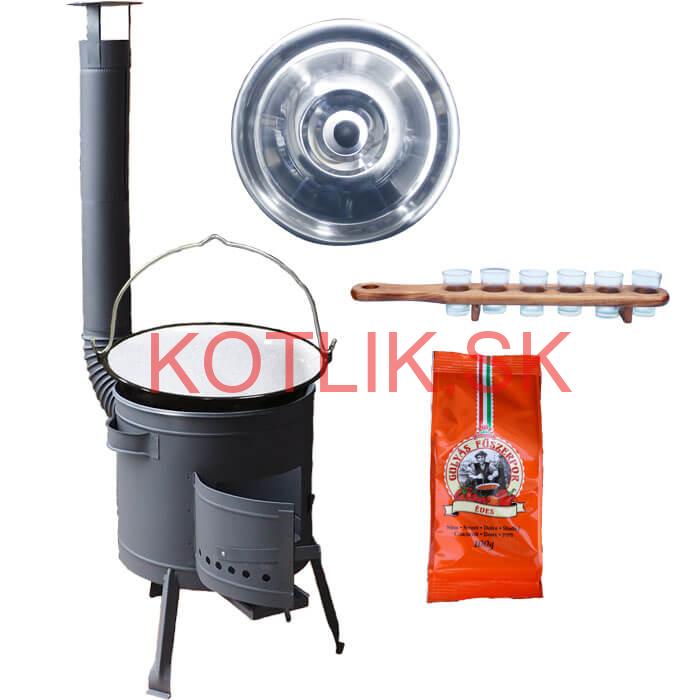 Smaltovaný kotlík 20 L (1,2 mm) + korenie + štamperlíky + nízka žiaruvzdorná kotlina (0,8 mm) 42 PLUS 600