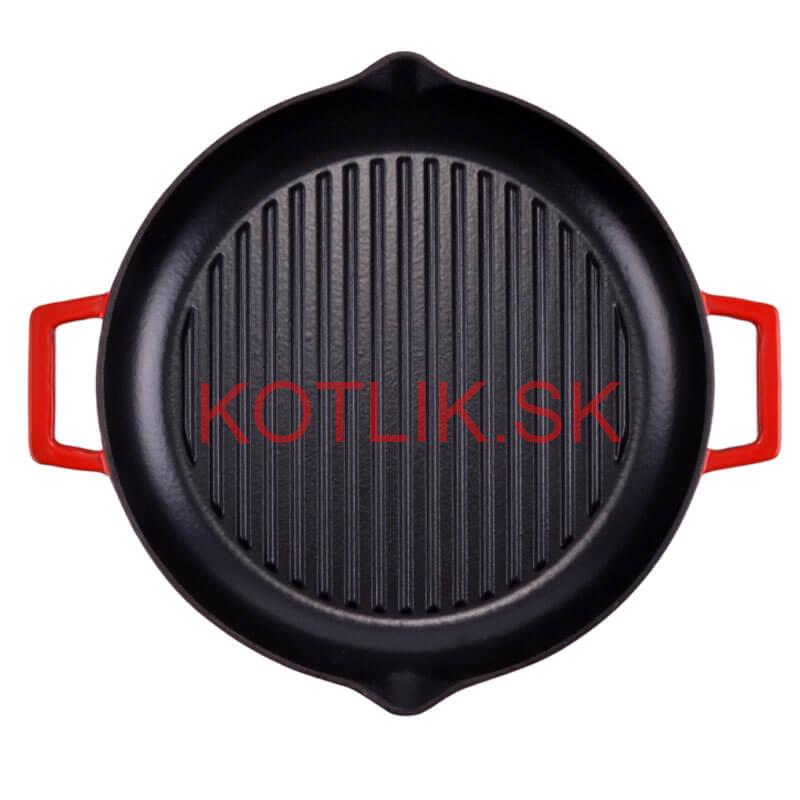 Liatinová posmaltovaná panvica na grilovanie 31 cm s výlevkami BBQ