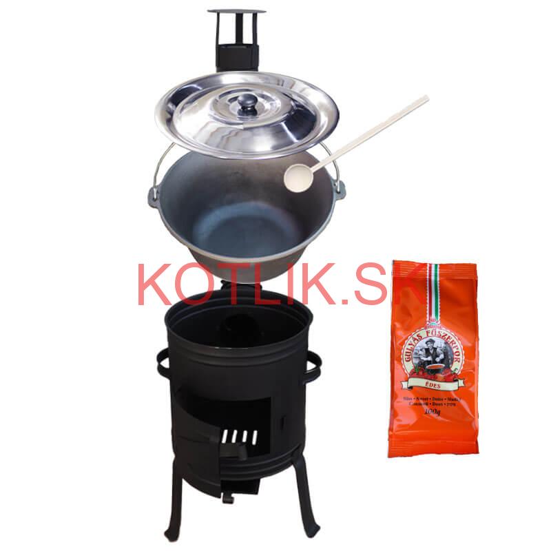 Liatinový kotlík 10,8 L + kotlina 33 cm (1 mm) + žiaruvzdorná farba Plus 700