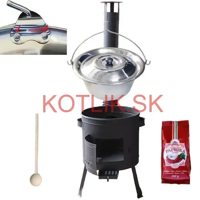 Nerezový kotlík 20 L (1,2 mm) INOX + hrubostenná (1,5 mm) žiaruvzdorná kotlina BALKY STRONG 42 PLUS 600