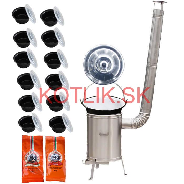 Smaltovaný kotlík 22 L (1,2 mm) + nerezová kotlina 42 cm LUX + misky 12 ks + 2 x korenie na guláš 100 g