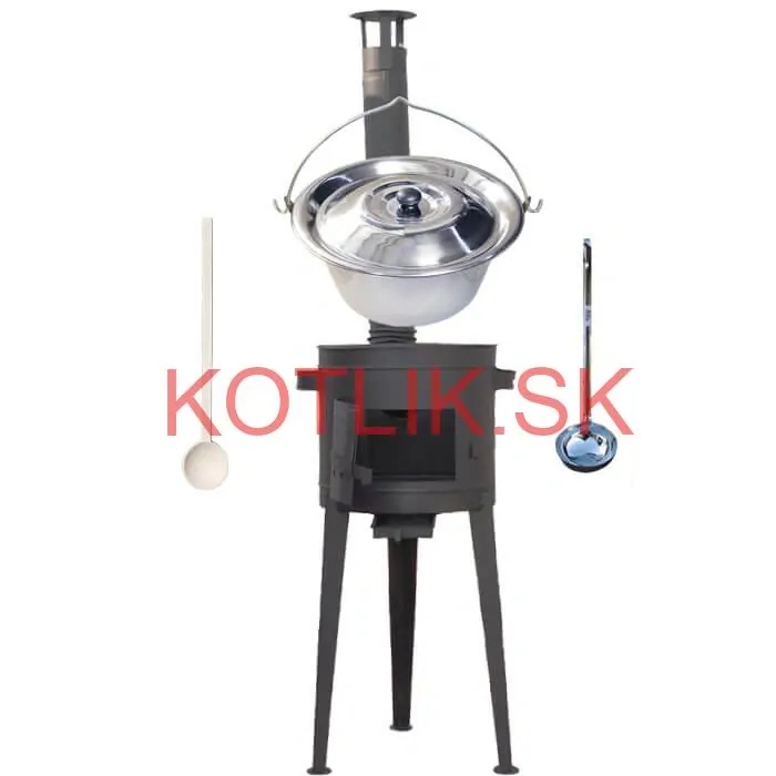 Nerezový kotlík 20 L (1,2 mm) INOX + vysoká žiaruvzdorná kotlina (2,0 mm) HODO 42 cm PLUS 600 + vareška + naberačka